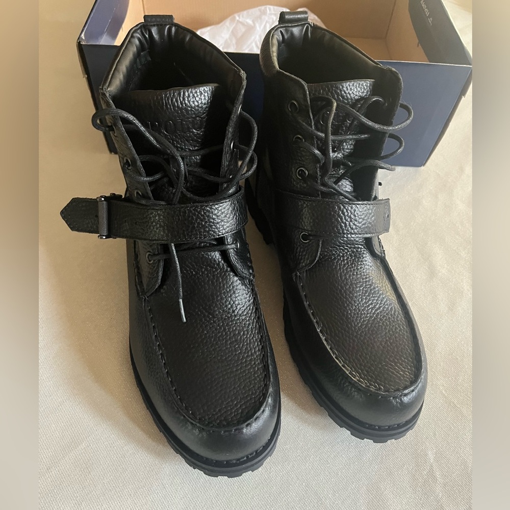 NWOT.  Polo Wheathill Black Leather Boots
